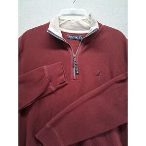Nautical Men Quarter Zip Sweater Maroon Size M Embroided Logo
